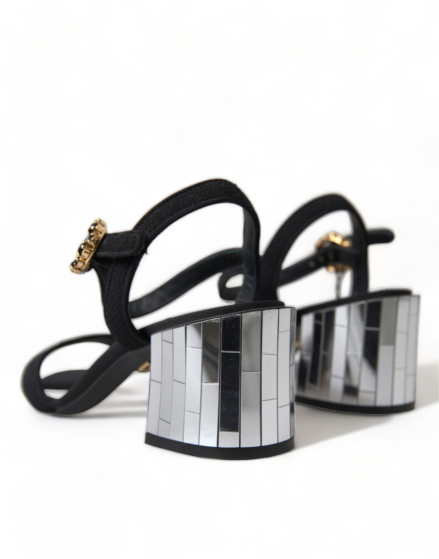 Dolce &amp; Gabbana – Sandalen mit Knöchelriemen und Kristallen in Schwarz