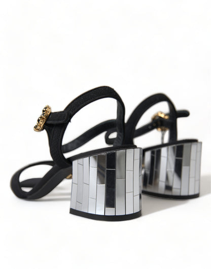 Dolce &amp; Gabbana – Sandalen mit Knöchelriemen und Kristallen in Schwarz