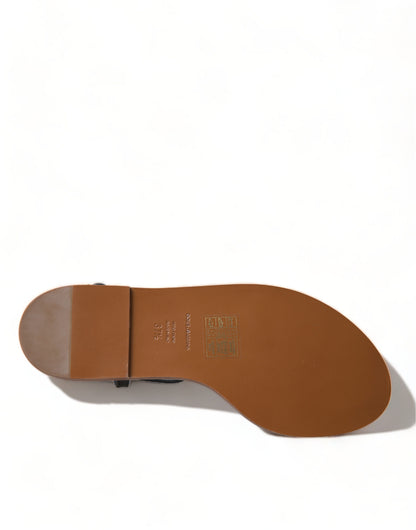 Dolce &amp; Gabbana Schwarze Kristallgold-Sandalen Lederschuhe
