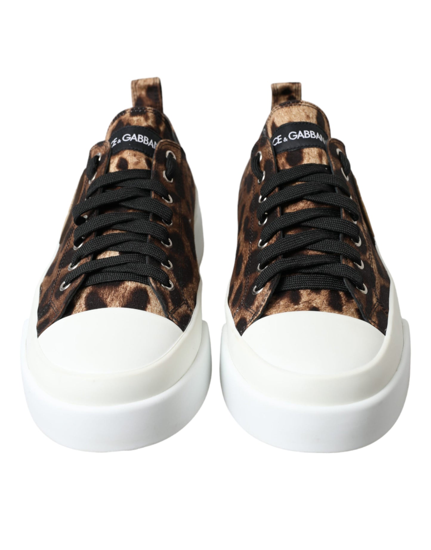 Dolce &amp; Gabbana Braune Sneakers aus Canvas mit Leopardenmuster