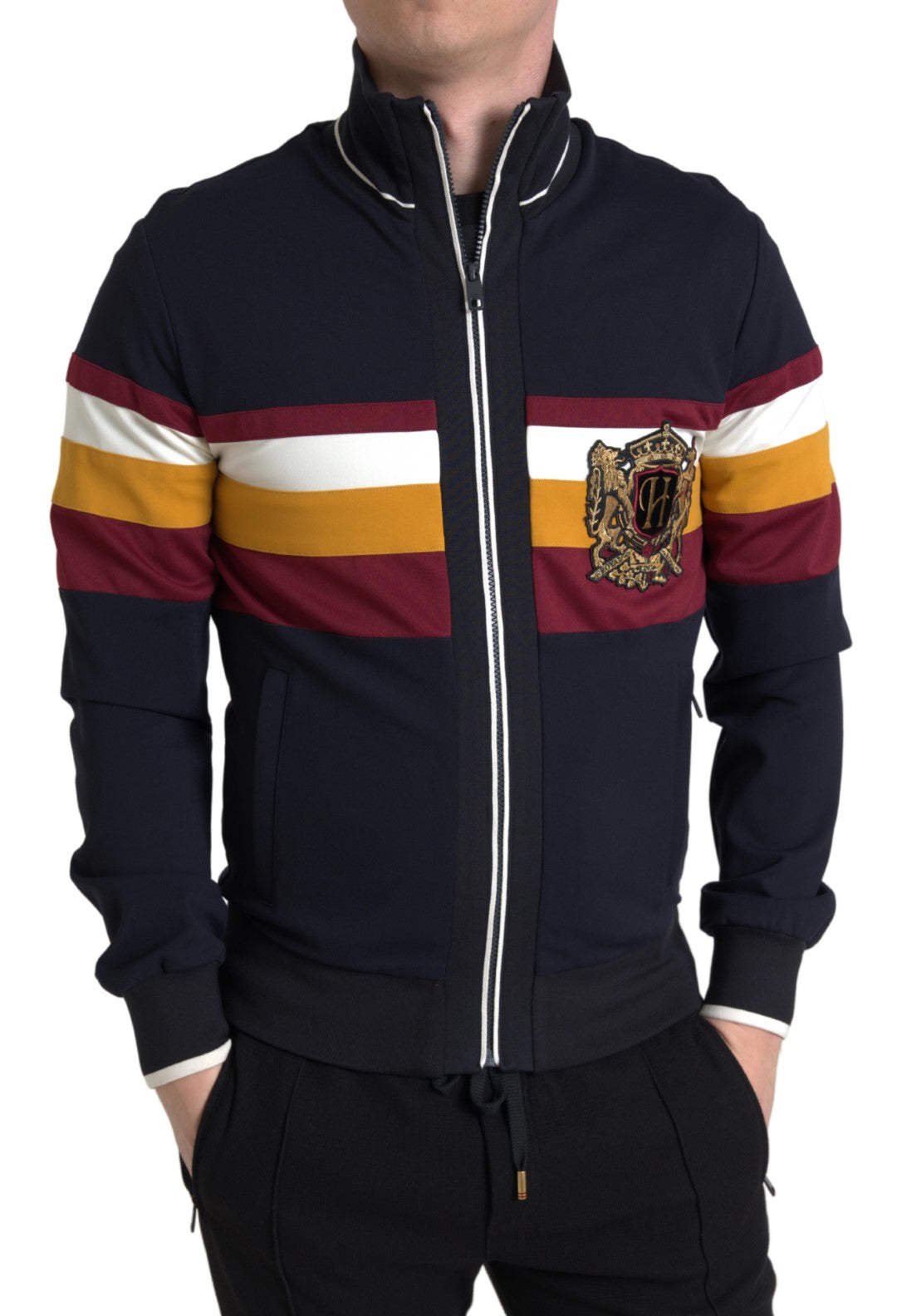 Dolce &amp; Gabbana Blauer Cardigan Heraldic Full Zip Pullover