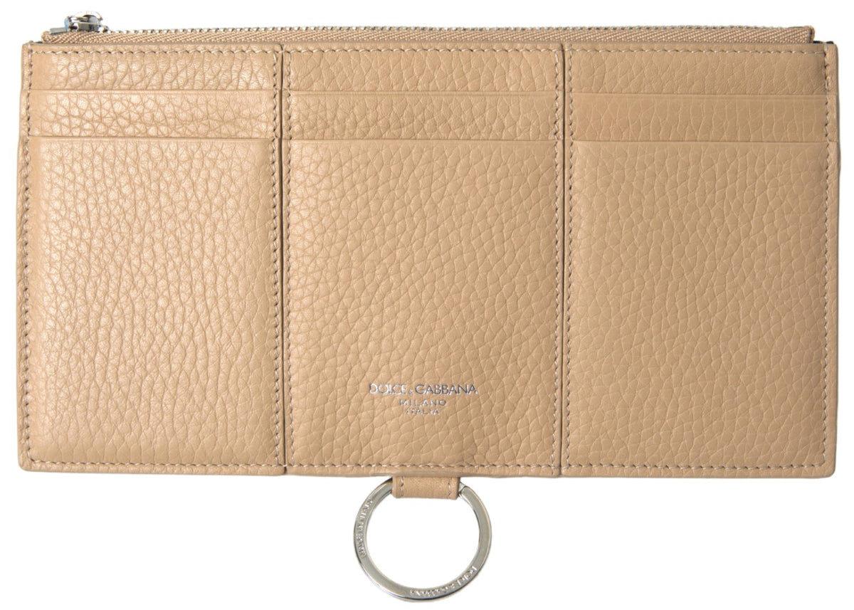 Dolce &amp; Gabbana Beige Leder Schulter Kartenhalter Schultergurt Brieftasche