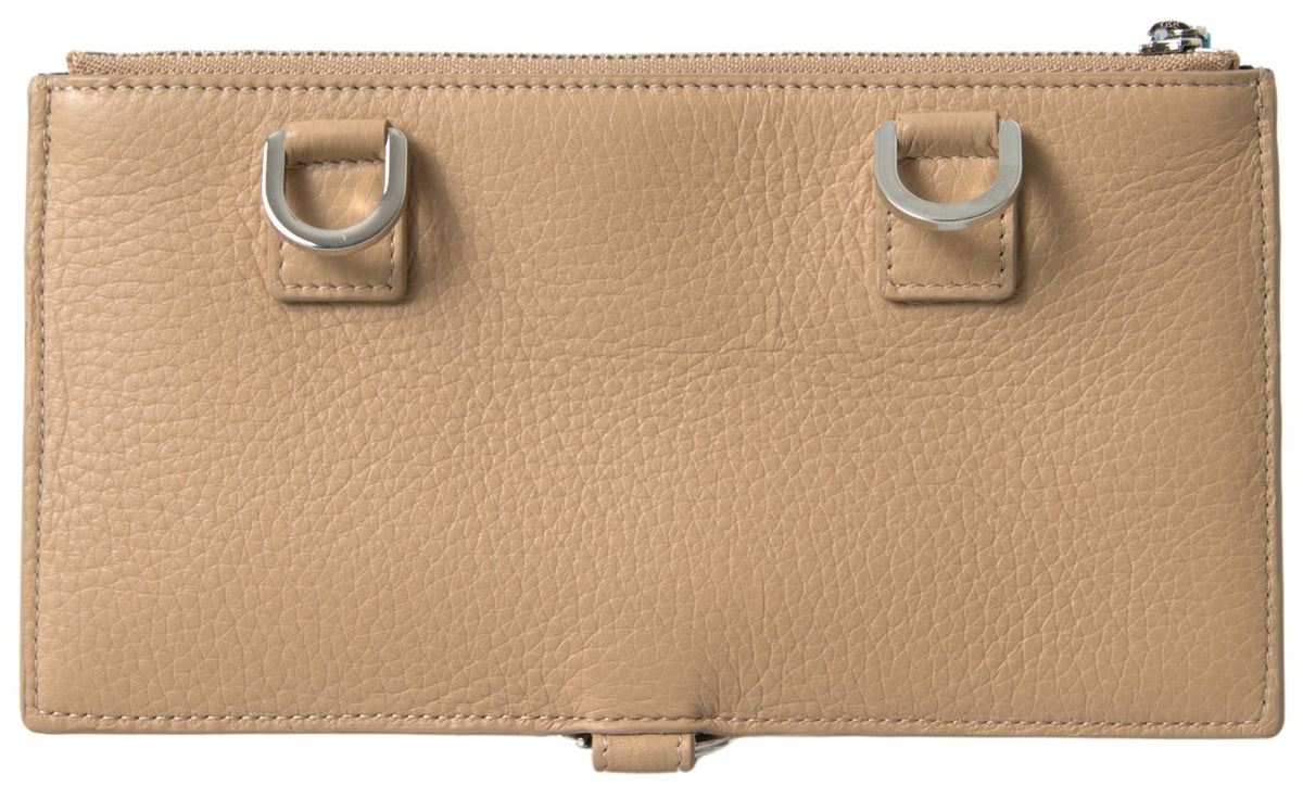 Dolce &amp; Gabbana Beige Leder Schulter Kartenhalter Schultergurt Brieftasche