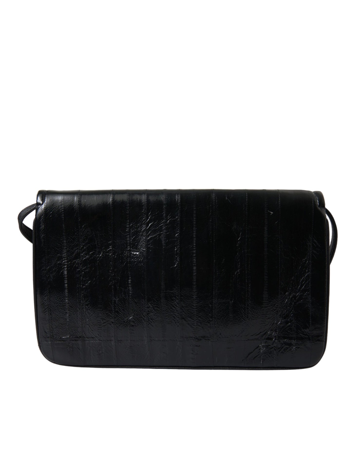 Dolce &amp; Gabbana Schwarze Dokumenten-Schultertasche aus Aalleder
