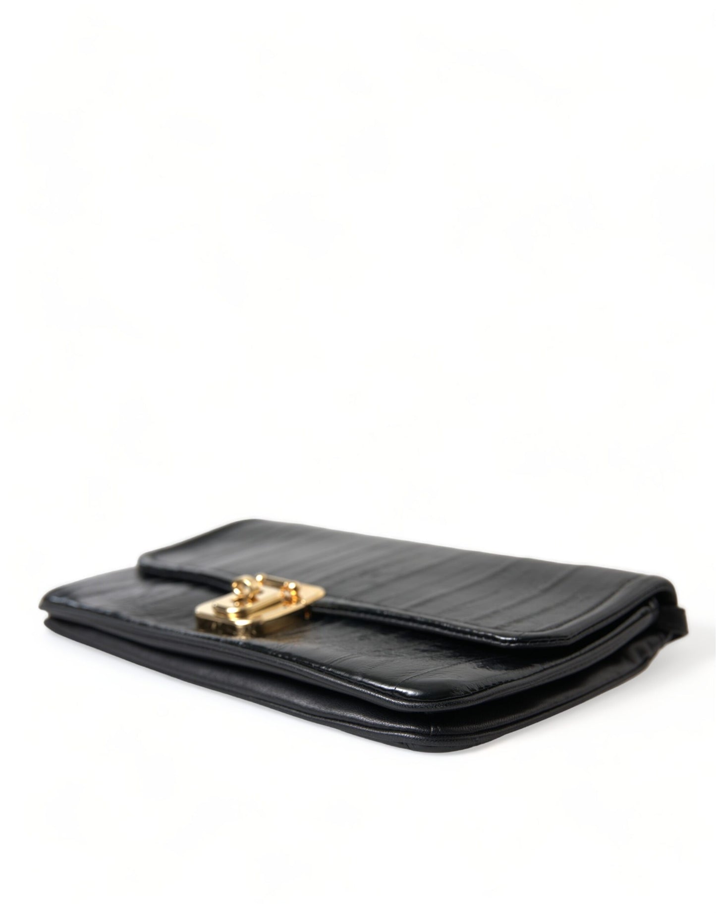 Dolce &amp; Gabbana Schwarze Dokumenten-Schultertasche aus Aalleder