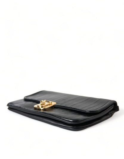 Dolce &amp; Gabbana Schwarze Dokumenten-Schultertasche aus Aalleder