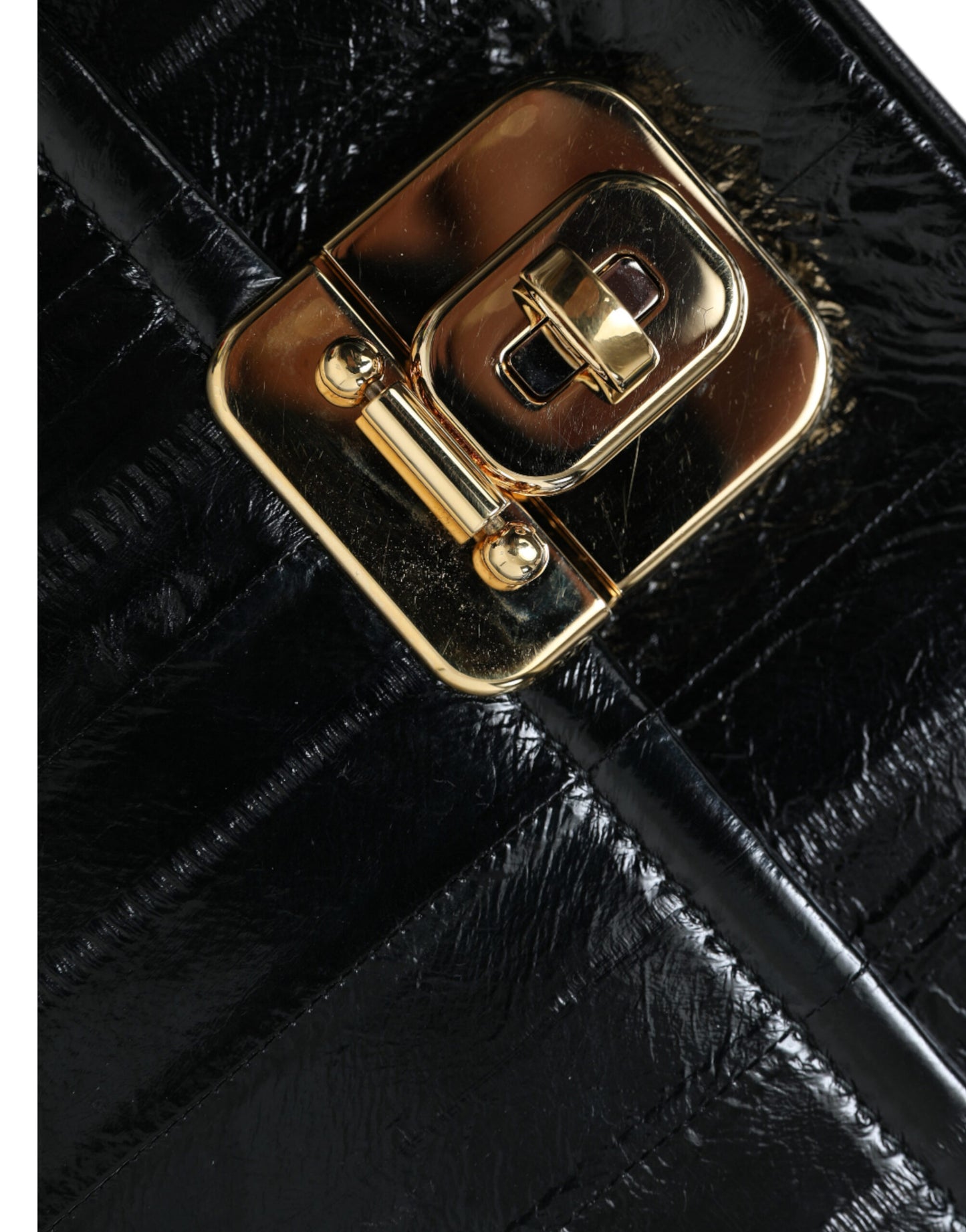 Dolce &amp; Gabbana Schwarze Dokumenten-Schultertasche aus Aalleder