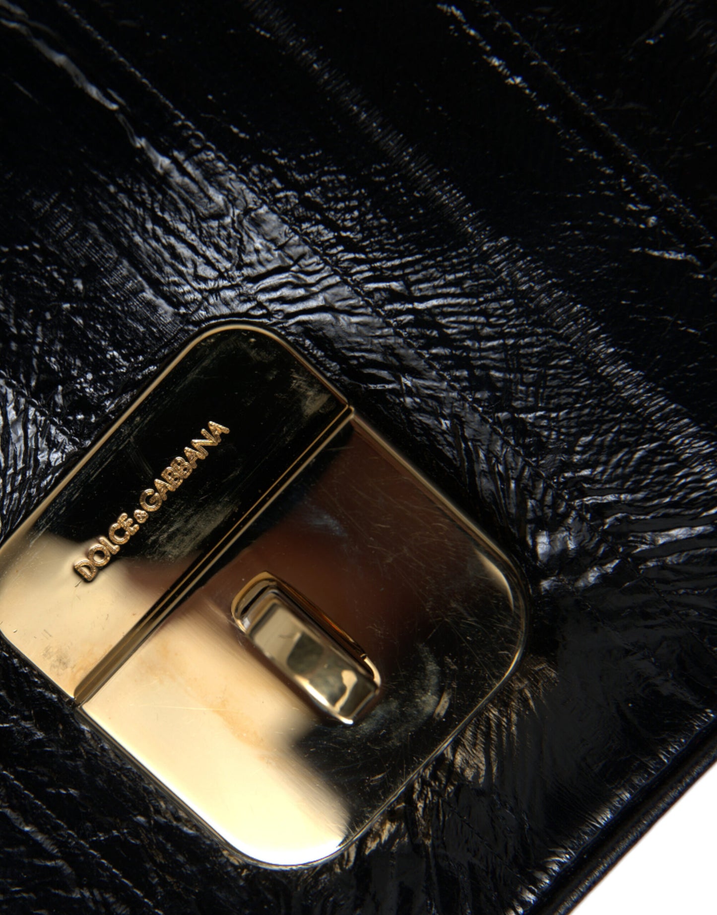 Dolce &amp; Gabbana Schwarze Dokumenten-Schultertasche aus Aalleder