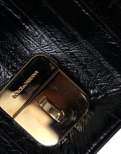 Dolce &amp; Gabbana Schwarze Dokumenten-Schultertasche aus Aalleder