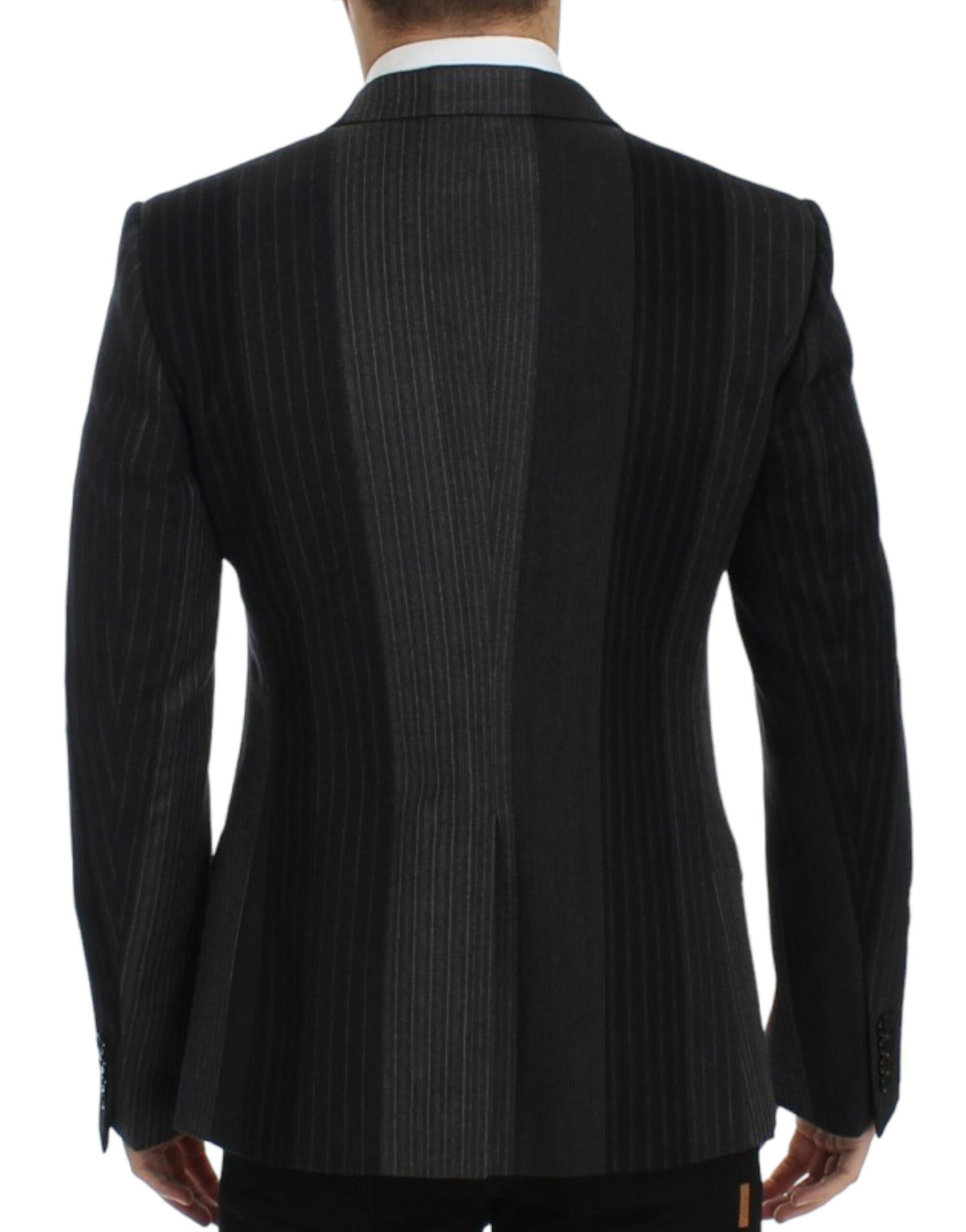 Dolce &amp; Gabbana Grau gestreifter Wollstretch-Blazer
