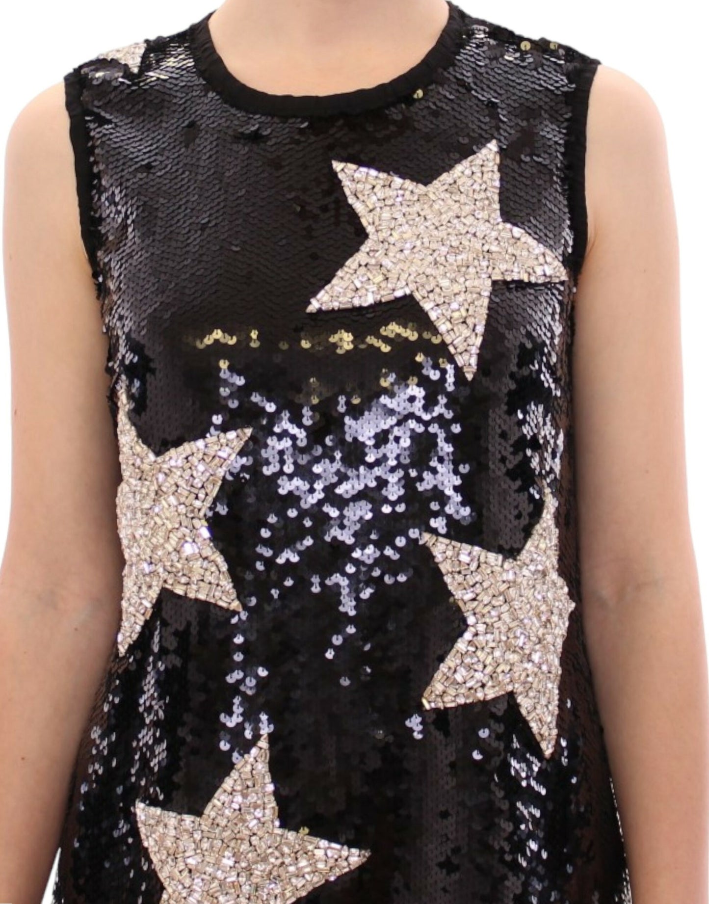 Dolce &amp; Gabbana – Masterpiece – Etuikleid mit schwarzen Kristall-Swarovski-Sternen