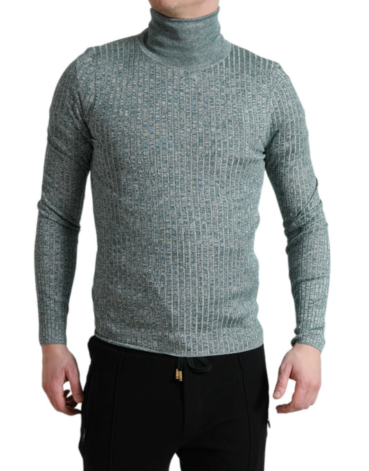 Dolce &amp; Gabbana, grüner Rollkragenpullover aus Polyester