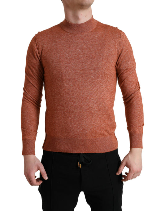 Dolce &amp; Gabbana – Orangefarbener Pullover aus Kaschmir mit Rundhalsausschnitt