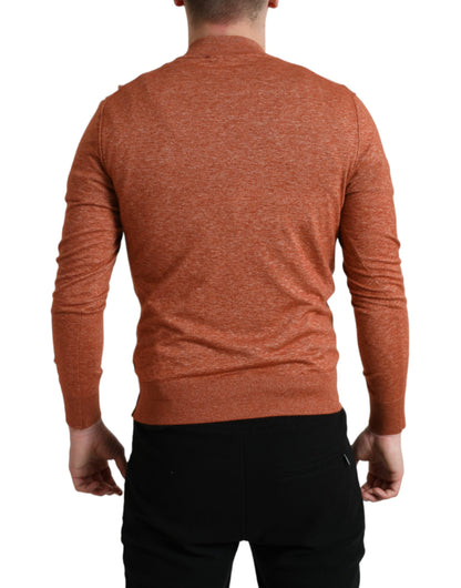 Dolce &amp; Gabbana – Orangefarbener Pullover aus Kaschmir mit Rundhalsausschnitt