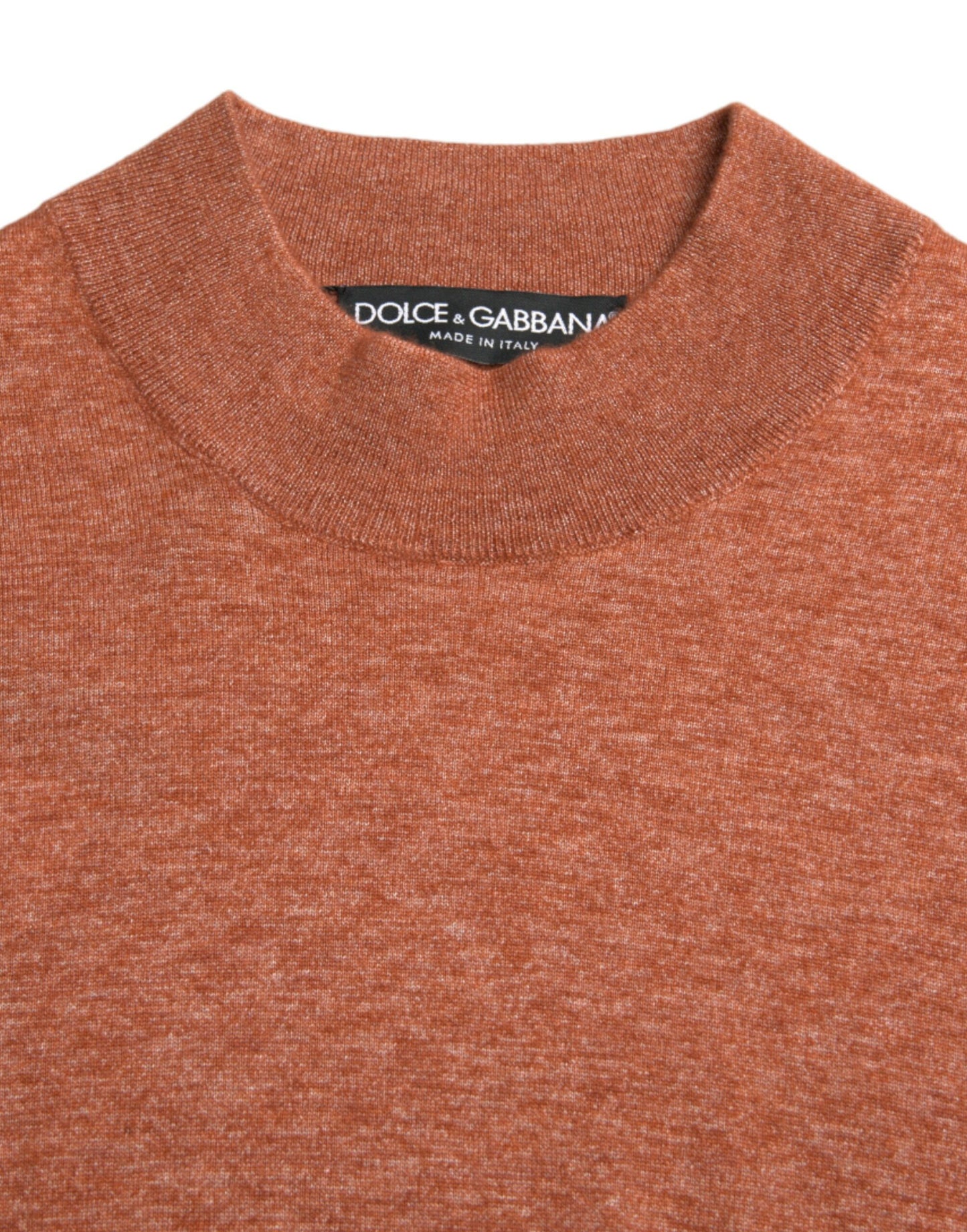 Dolce &amp; Gabbana – Orangefarbener Pullover aus Kaschmir mit Rundhalsausschnitt