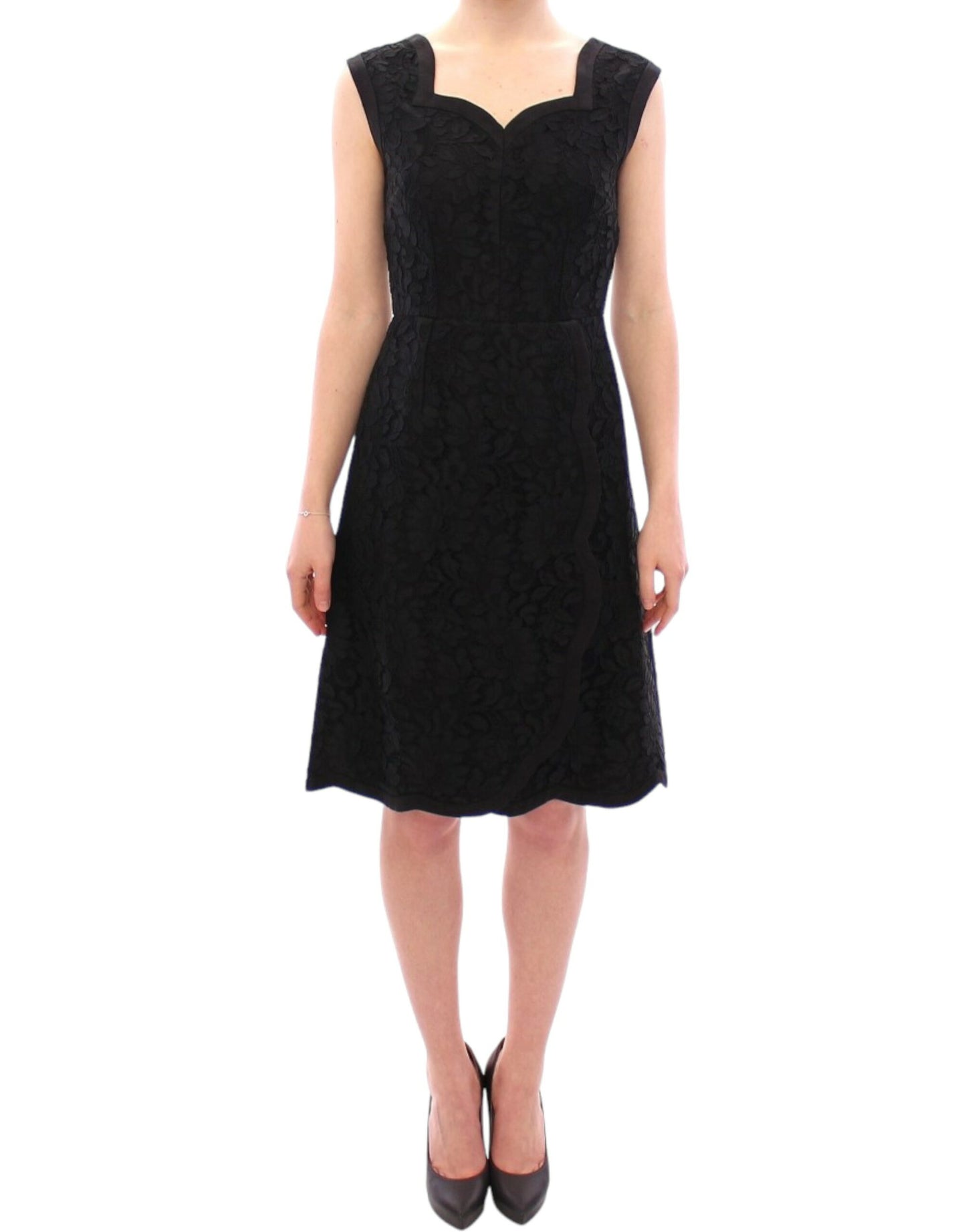 Dolce &amp; Gabbana Schwarzes Sicily-Laufstegkleid mit Blumenspitze