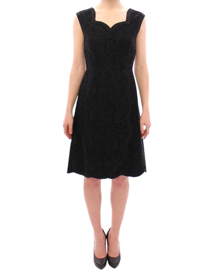 Dolce &amp; Gabbana Schwarzes Sicily-Laufstegkleid mit Blumenspitze