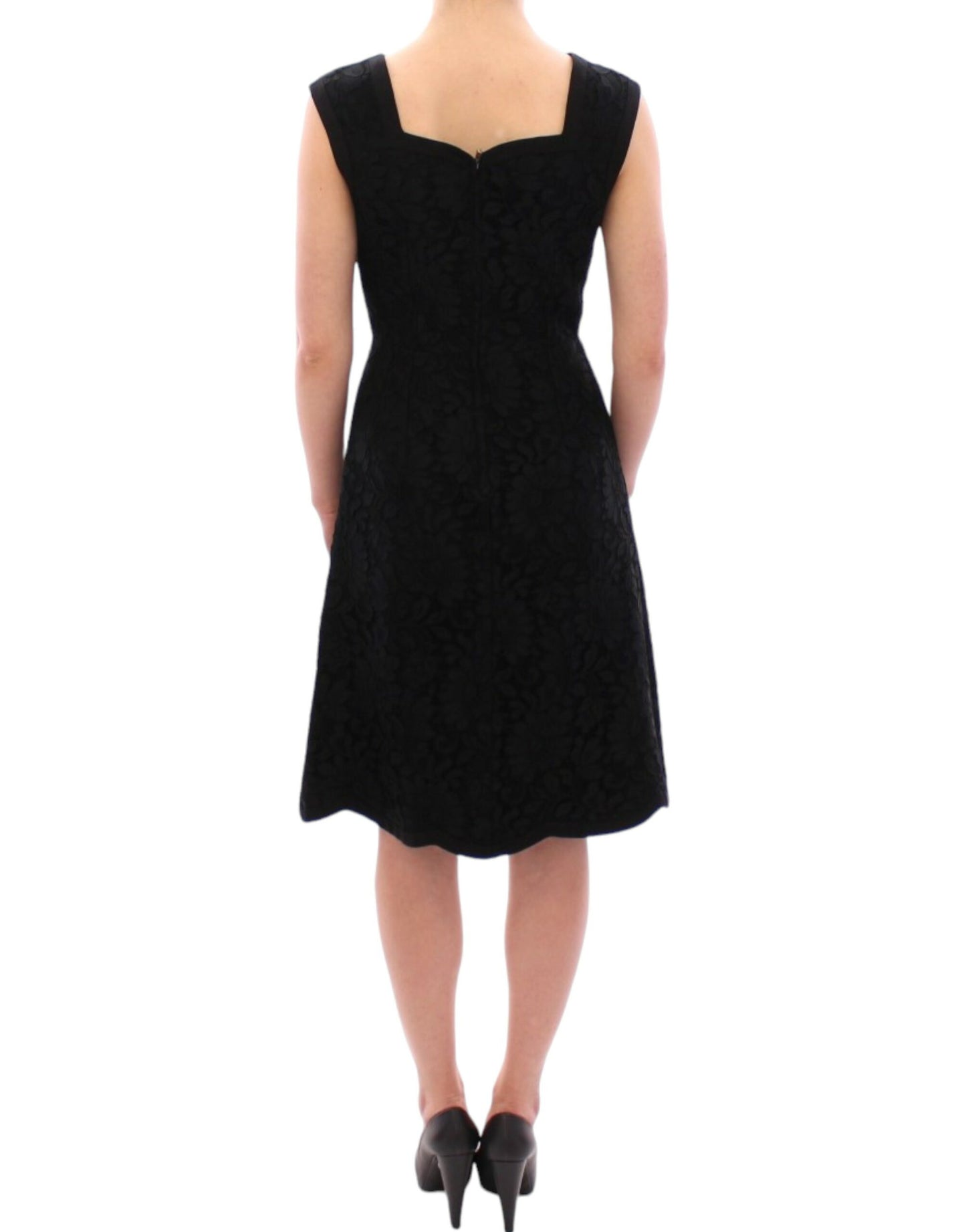 Dolce &amp; Gabbana Schwarzes Sicily-Laufstegkleid mit Blumenspitze