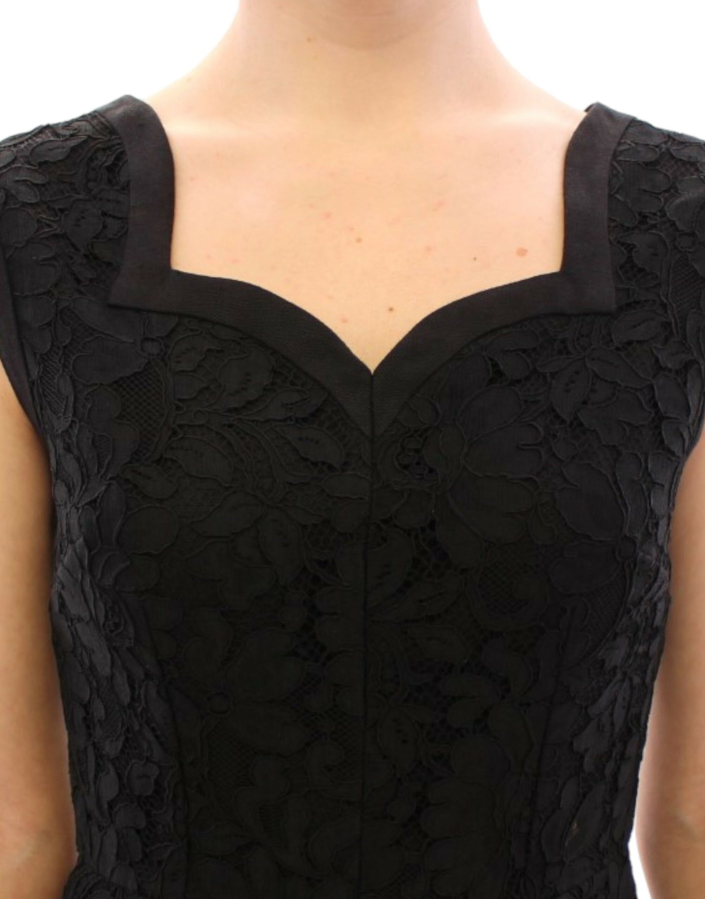 Dolce &amp; Gabbana Schwarzes Sicily-Laufstegkleid mit Blumenspitze