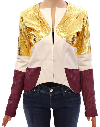 Vladimiro Gioia Weißgold Lila Lederjacke