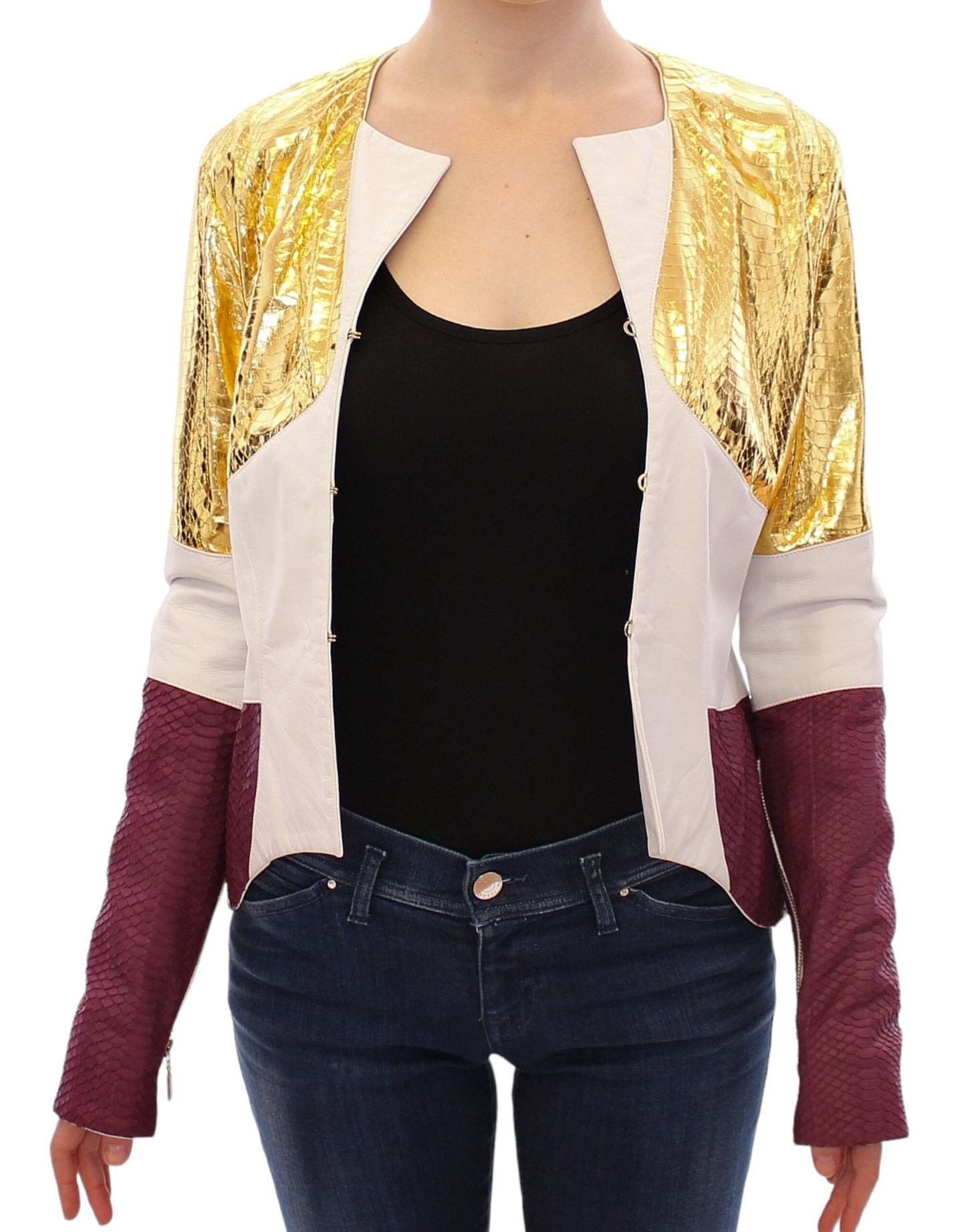 Vladimiro Gioia Weißgold Lila Lederjacke