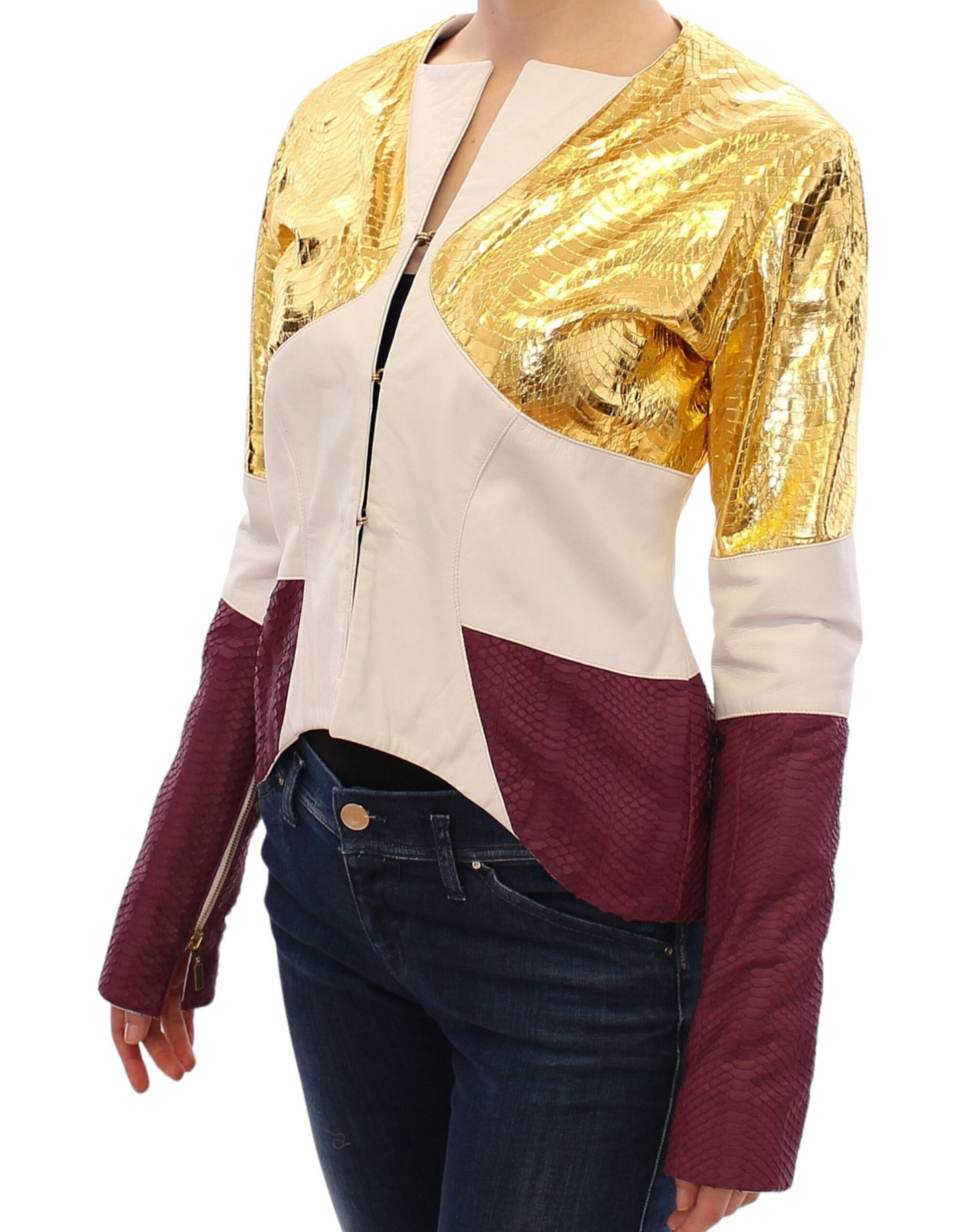 Vladimiro Gioia Weißgold Lila Lederjacke