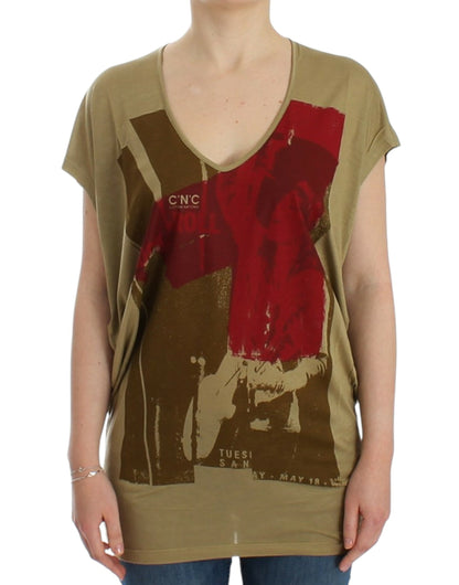 Costume National – Kurzärmliges T-Shirt mit grünem Aufdruck