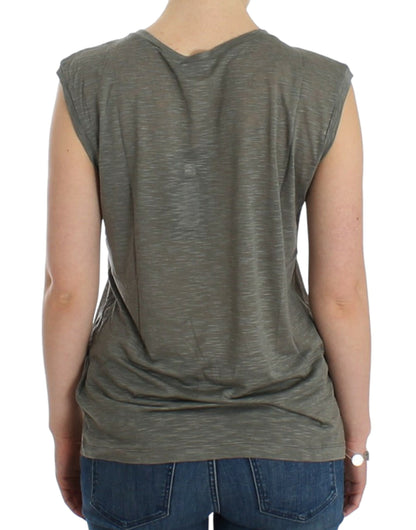 Costume National – Ärmelloses T-Shirt mit grauem Aufdruck