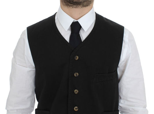 Dolce &amp; Gabbana – Schwarze Weste aus Baumwollmischung
