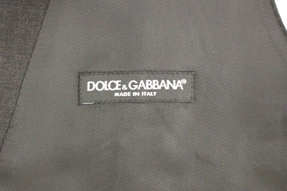 Dolce &amp; Gabbana – Graue, schmal geschnittene Weste mit Knopfleiste vorne