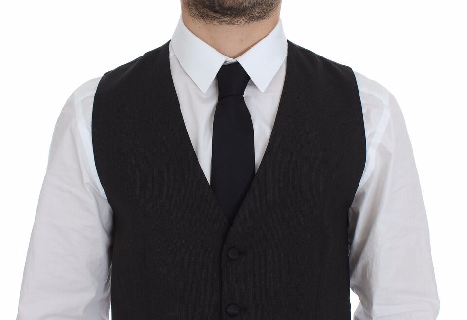 Dolce &amp; Gabbana Grauer Woll-Stretch-Westenblazer