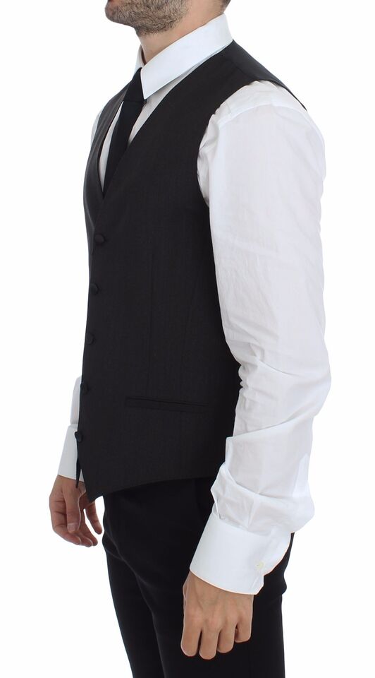 Dolce &amp; Gabbana Grauer Woll-Stretch-Westenblazer