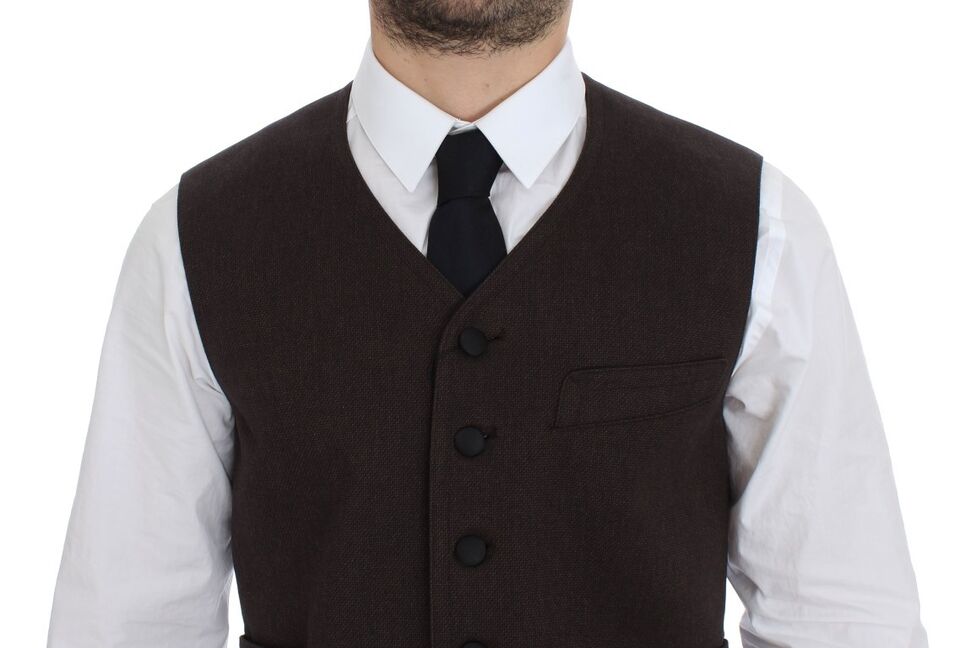 Dolce &amp; Gabbana – Weste aus brauner Baumwollmischung