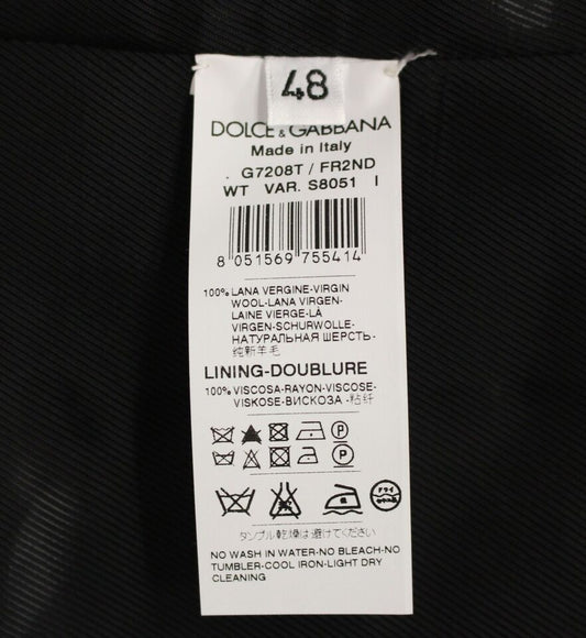 Dolce &amp; Gabbana – Einreihige Weste aus schwarz gestreifter Wolle
