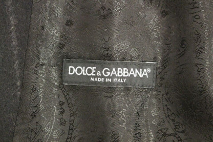 Dolce &amp; Gabbana – Schwarze Weste aus gestreifter Wolle mit Logo