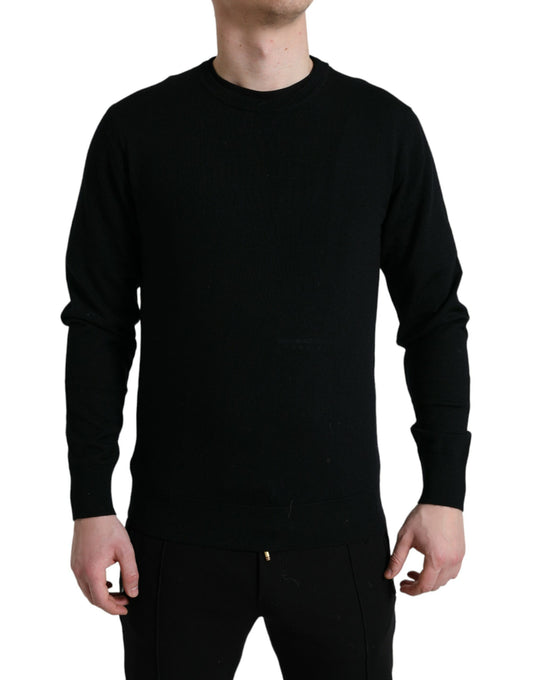 Dolce &amp; Gabbana Schwarzer Pullover aus Wolle mit Rundhalsausschnitt