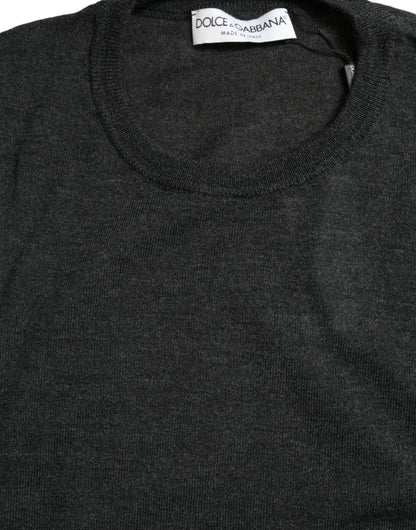 Dolce &amp; Gabbana Grauer Pullover aus Wolle mit Rundhalsausschnitt