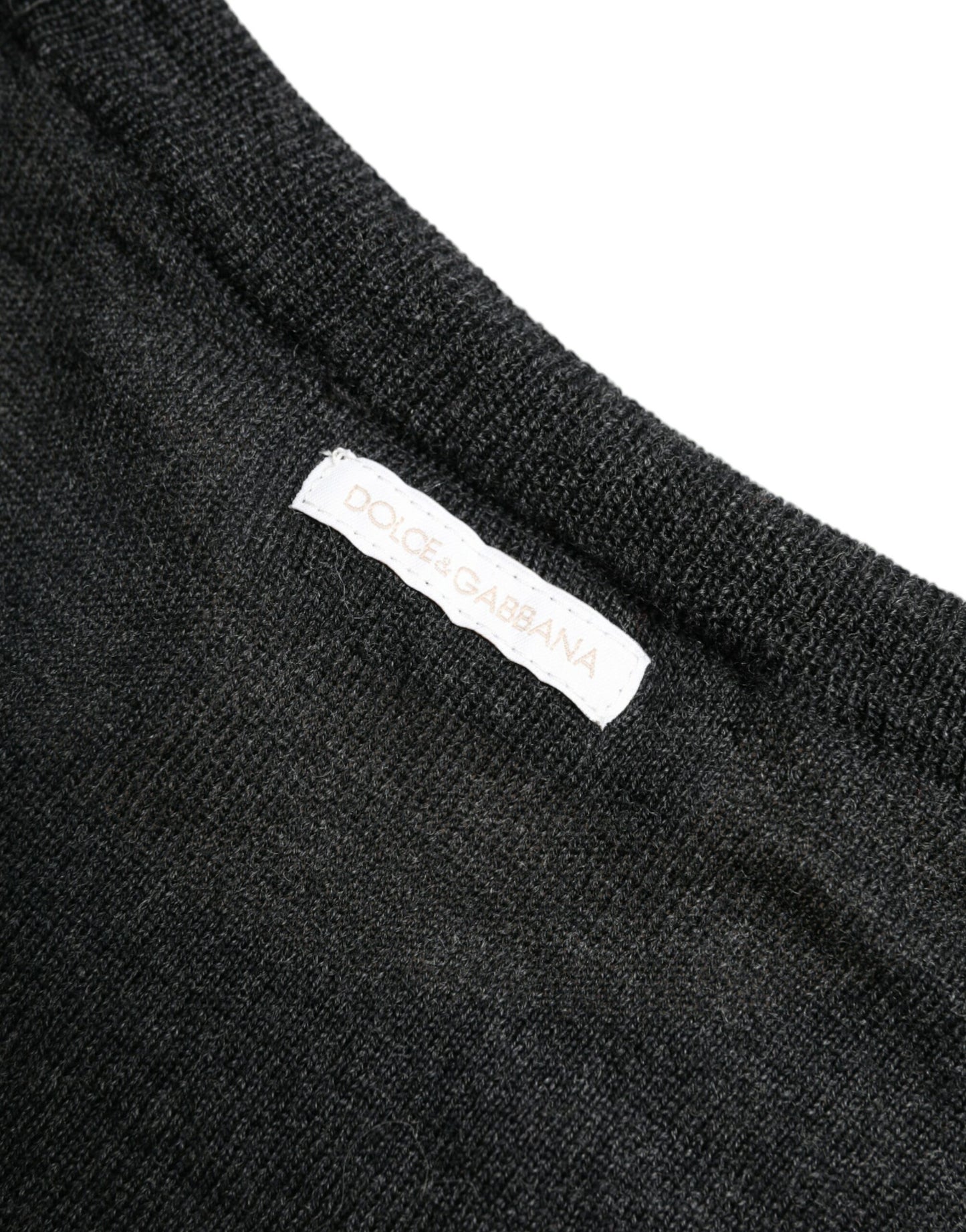Dolce &amp; Gabbana Grauer Pullover aus Wolle mit Rundhalsausschnitt