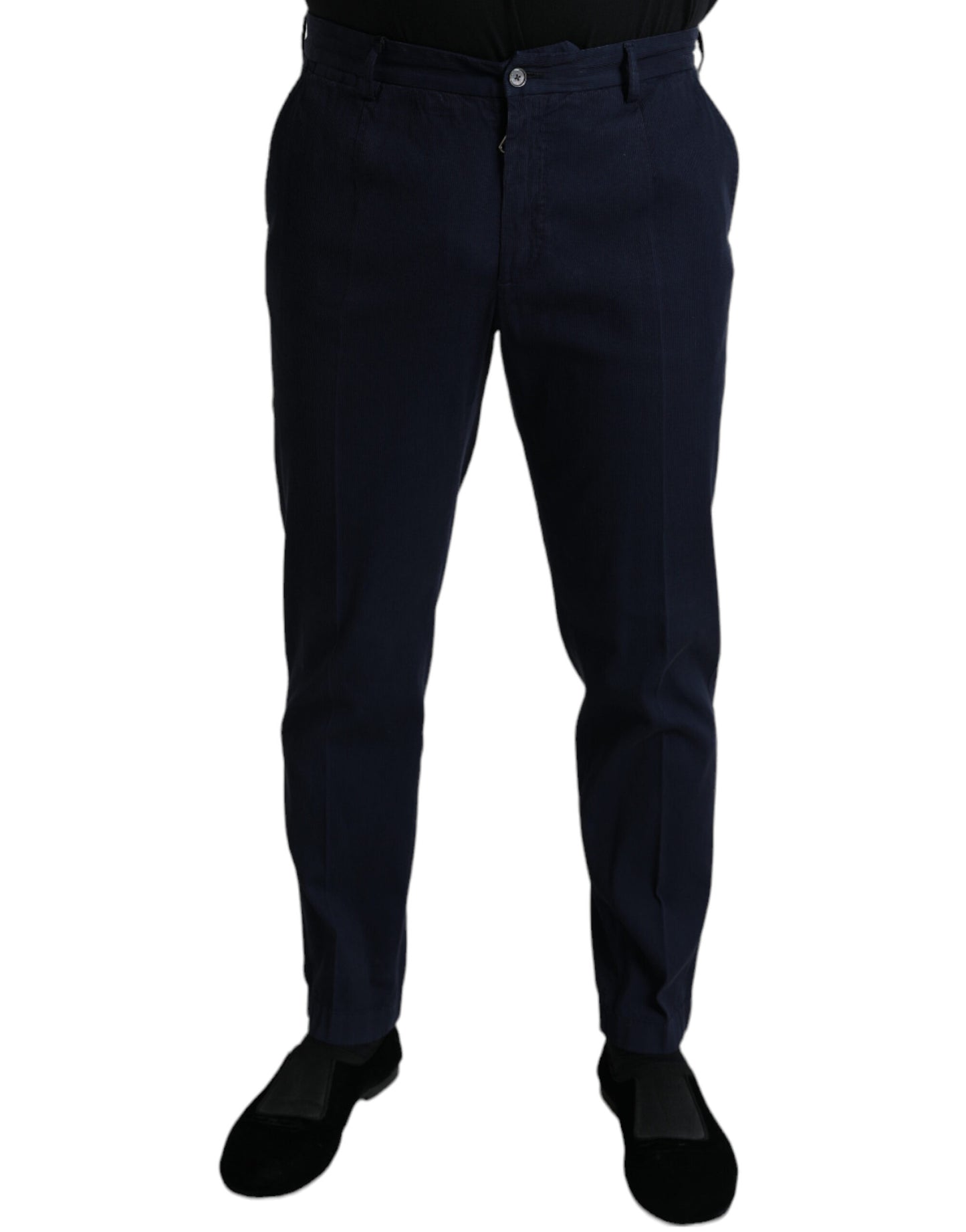 Dolce &amp; Gabbana Dunkelblaue Slim Fit-Anzughose aus Baumwollstretch