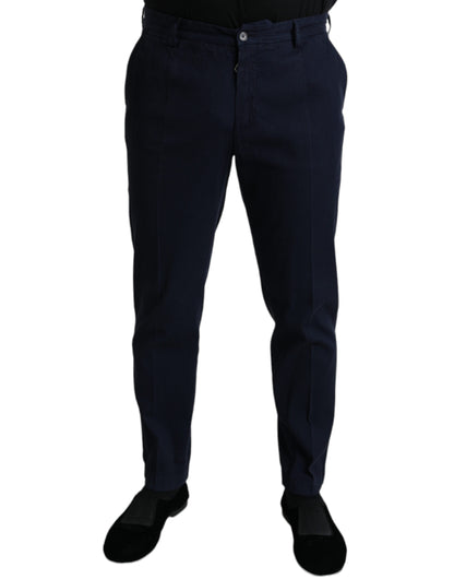 Dolce &amp; Gabbana Dunkelblaue Slim Fit-Anzughose aus Baumwollstretch