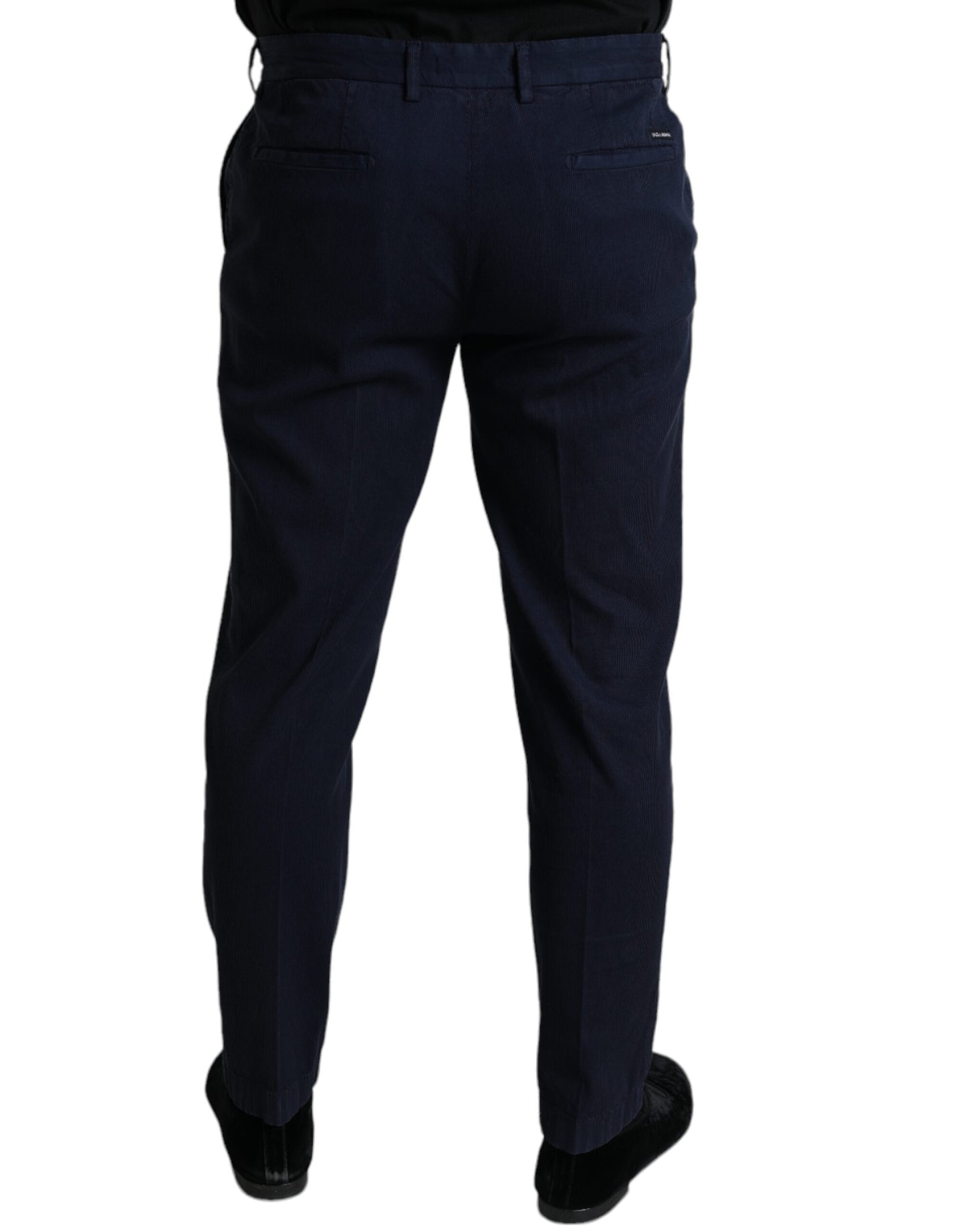 Dolce &amp; Gabbana Dunkelblaue Slim Fit-Anzughose aus Baumwollstretch