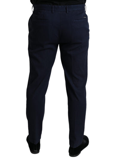 Dolce &amp; Gabbana Dunkelblaue Slim Fit-Anzughose aus Baumwollstretch