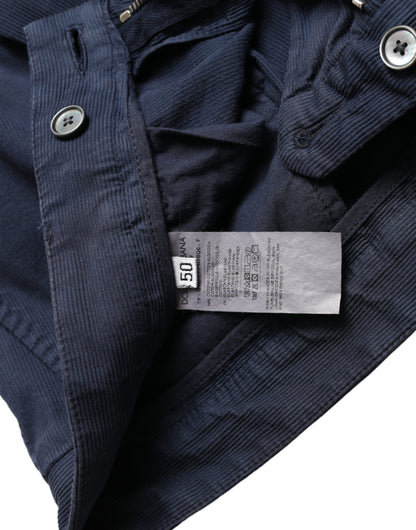 Dolce &amp; Gabbana Dunkelblaue Slim Fit-Anzughose aus Baumwollstretch