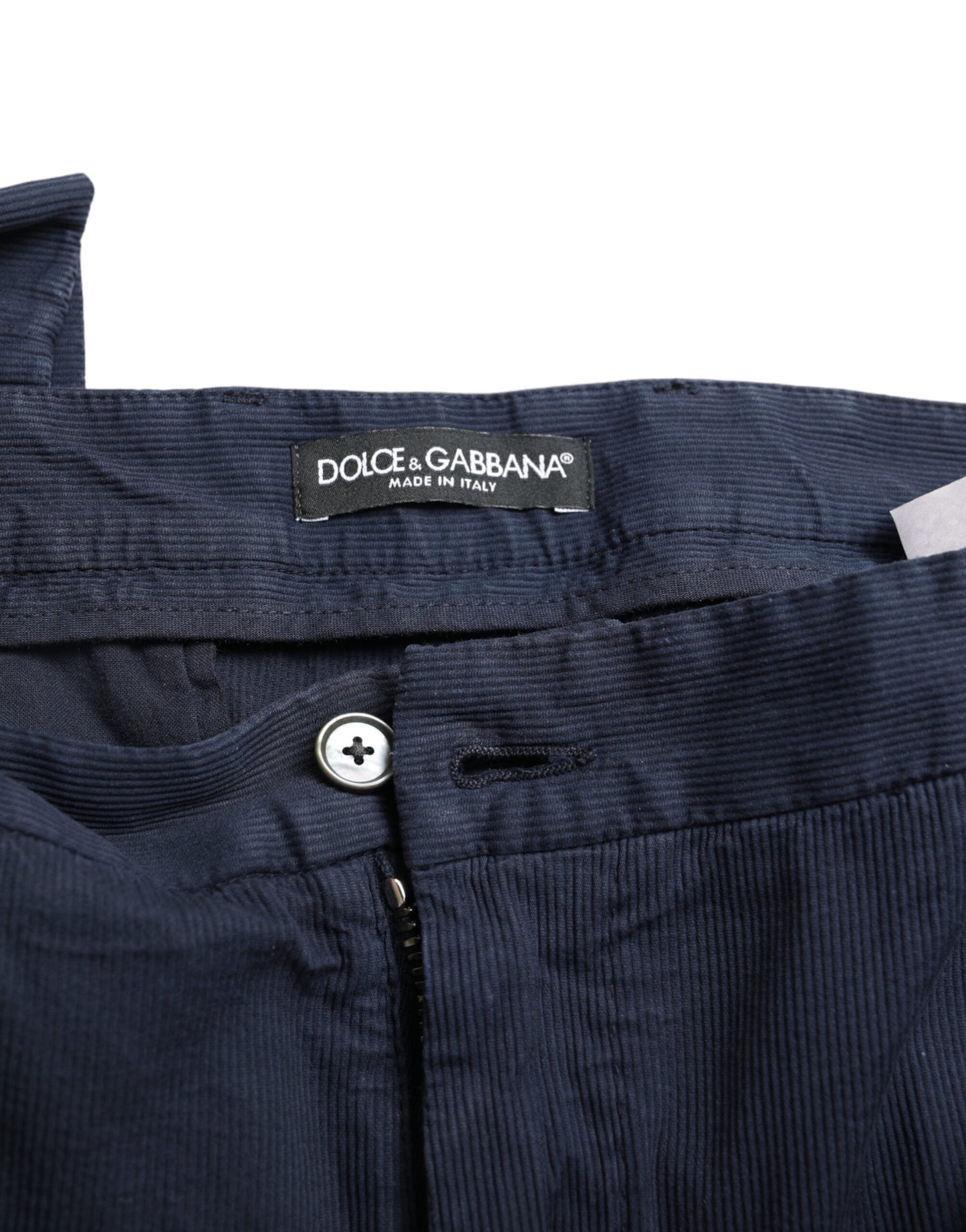 Dolce &amp; Gabbana Dunkelblaue Slim Fit-Anzughose aus Baumwollstretch