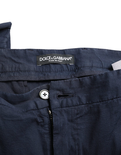 Dolce &amp; Gabbana Dunkelblaue Slim Fit-Anzughose aus Baumwollstretch