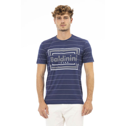 Baldinini Trend Blaues Herren-T-Shirt aus Baumwolle
