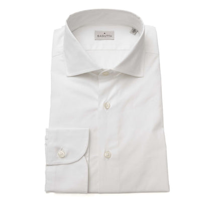 Bagutta White Cotton Men's Shirt Slim Fit With French Collar