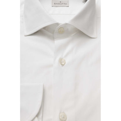 Bagutta White Cotton Men's Shirt Slim Fit With French Collar