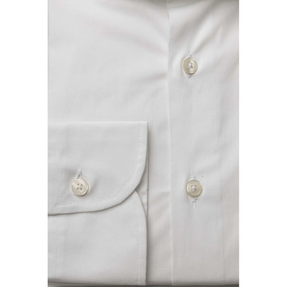 Bagutta White Cotton Men's Shirt Slim Fit With French Collar