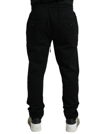 Dolce & Gabbana Black Cotton Logo Jogger Men Sweatpants Pants